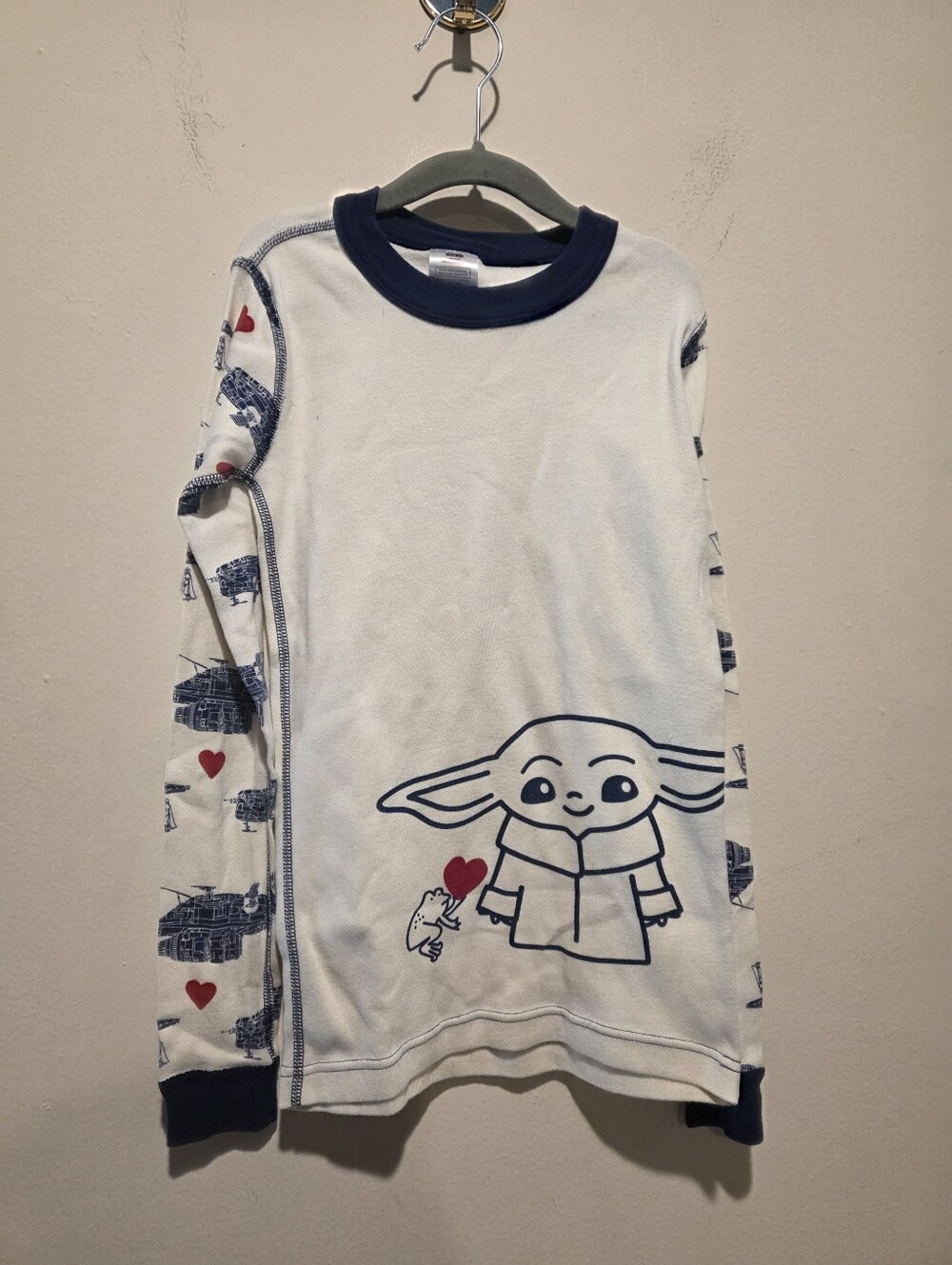Hanna Andersson White & Navy The Child Long Sleeve Tee with Red Heart Accents